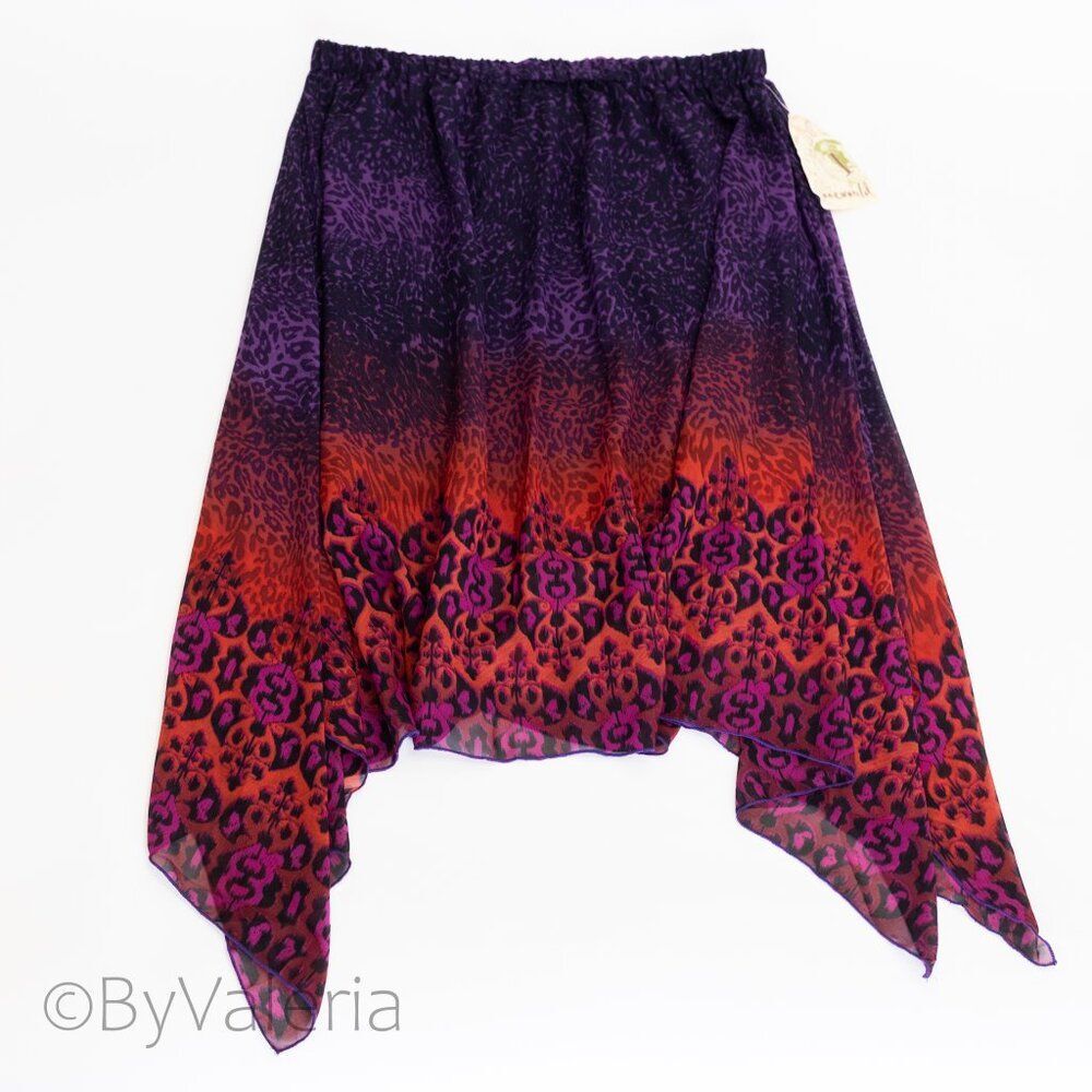 One World Hanky Sharkbite Hem Skirt 1X Whimsy Witchy Grunge Fairy Festival NWT
